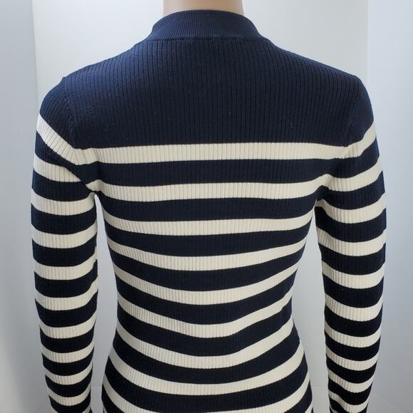 Everlane Breton Ribbed Striped Long Sleeve Cotton Sweater Dress - Picture 8 of 11